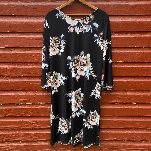 NWT DownEast Black Floral Flower Power Dress Women's Size L - Picture 4 of 7